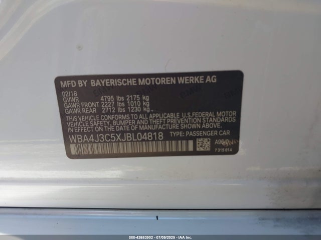 WBA4J3C5XJBL04818 BMW 2018