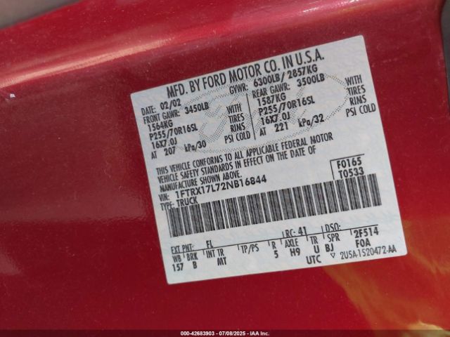 2002 FORD F-150 1FTRX17L72NB16844 Photo 8