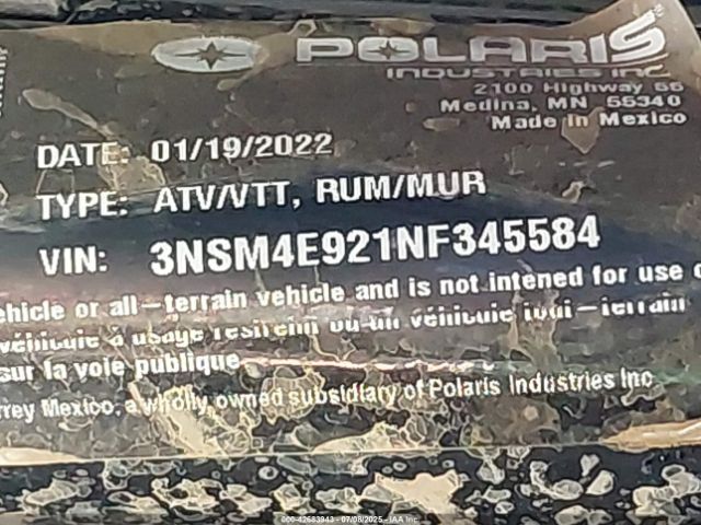 2022 POLARIS RZR 3NSM4E921NF345584 Photo 9
