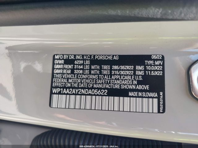 2022 PORSCHE CAYENNE WP1AA2AY2NDA05622 Photo 8