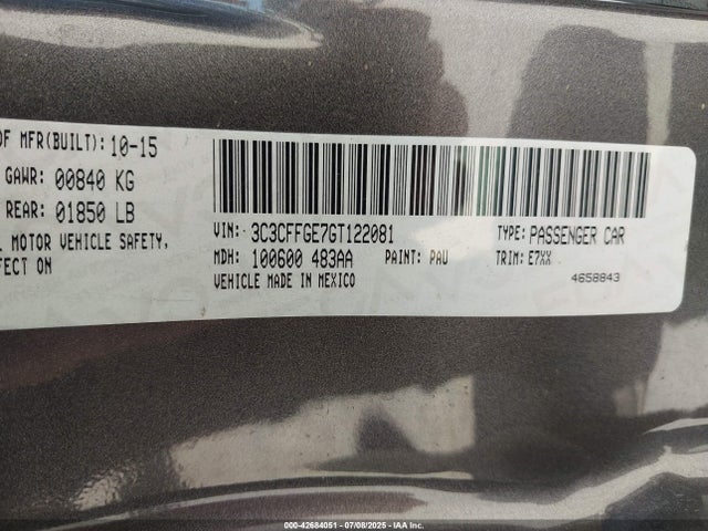 3C3CFFGE7GT122081 Fiat 500