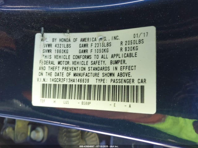 1HGCR2F13HA146639 Honda k24w1