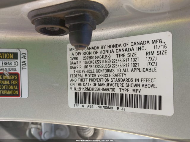 2HKRM3H55GH569730 Honda k24w9/k24v1