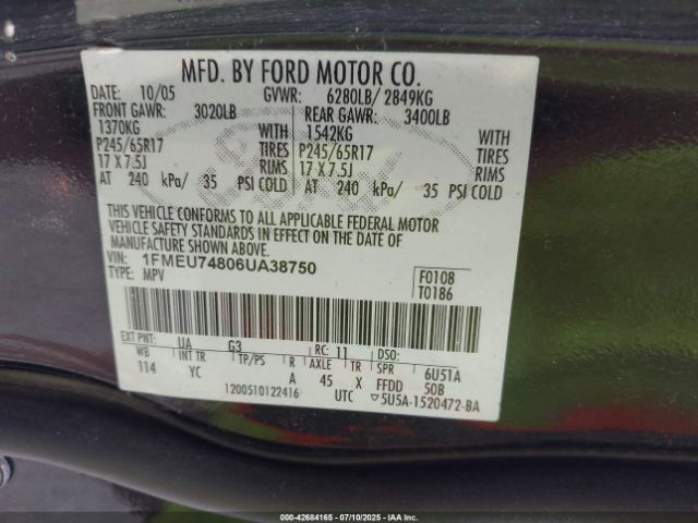 2006 FORD EXPLORER 1FMEU74806UA38750 Photo 8