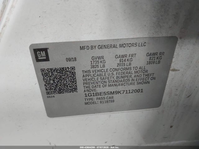 1G1BE5SM9K7112001 Chevrolet le2 -di: direct injection, vvt: variable valve timing, gen, alum