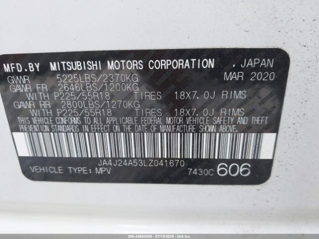 2020 MITSUBISHI OUTLANDER PHEV JA4J24A53LZ041670 Photo 8