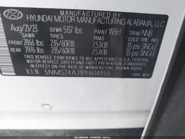 2023 HYUNDAI SANTA FE 5NMS24AJ1PH614955 Photo 8