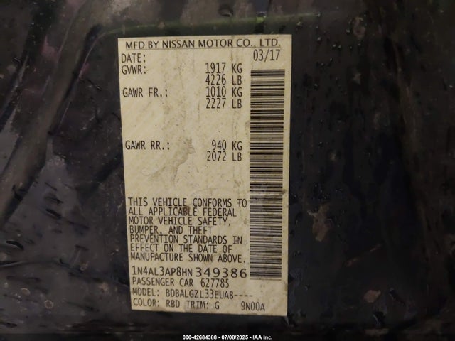 1N4AL3AP8HN349386 Nissan 2017