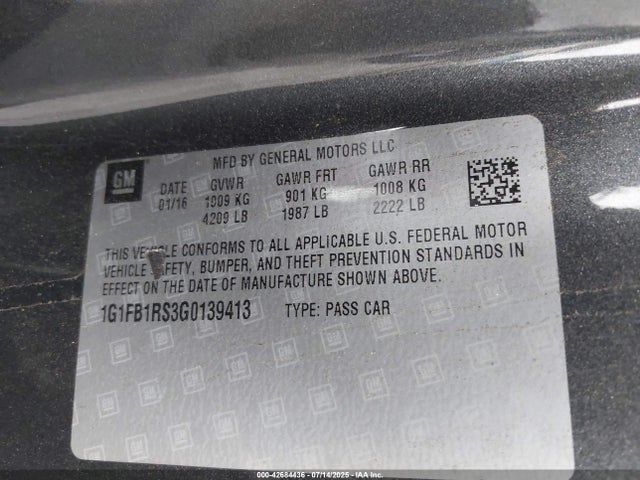 1G1FB1RS3G0139413 Chevrolet lgx - di: direct injection, vvt, alum, gen 2