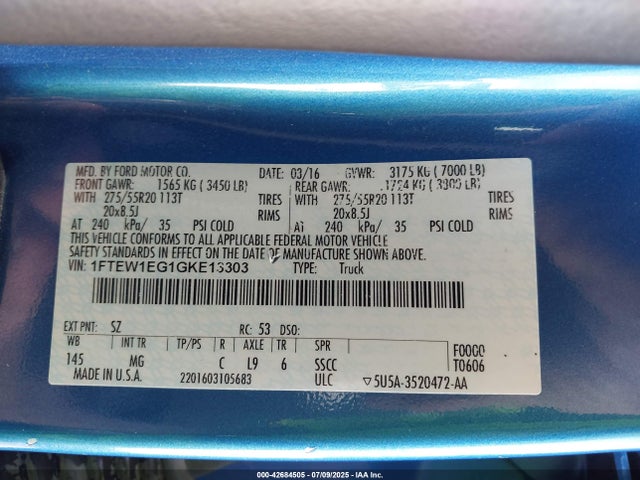 1FTEW1EG1GKE13303 Ford 2016