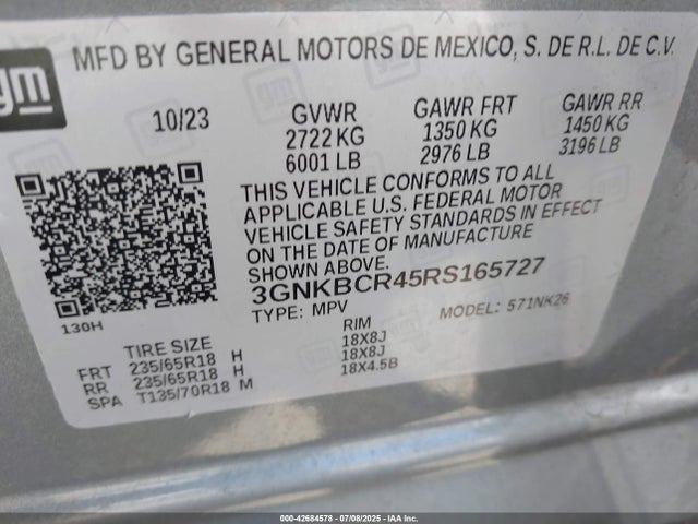 3GNKBCR45RS165727 Chevrolet lsy