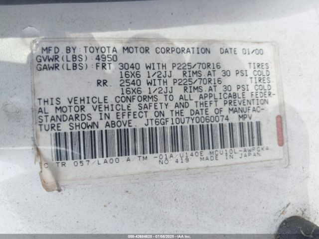 2000 LEXUS RX 300 JT6GF10U7Y0060074 Photo 8