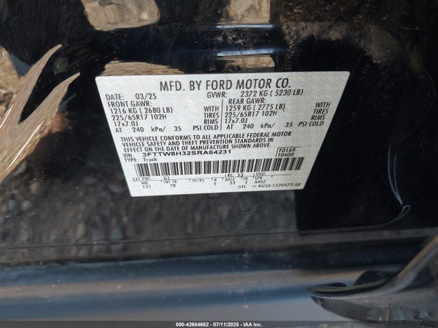 Ford 2025 2025 3FTTW8H32SRA64231 Image 9