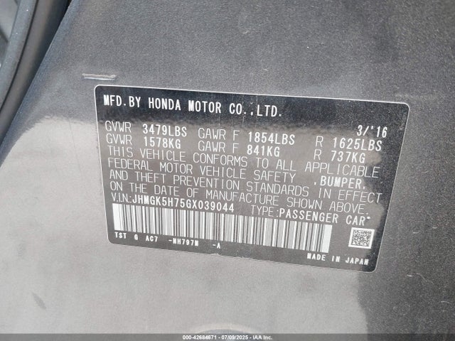 JHMGK5H75GX039044 Honda l15b1