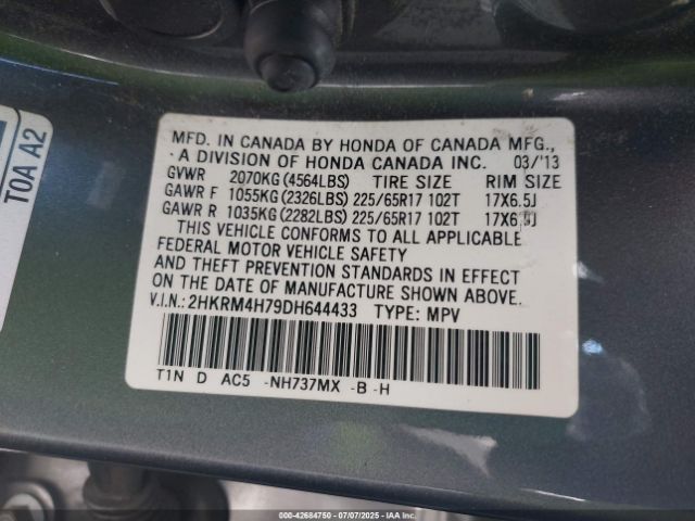 2013 HONDA CR-V 2HKRM4H79DH644433 Photo 8
