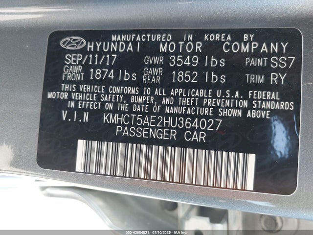 KMHCT5AE2HU364027 Hyundai 2017