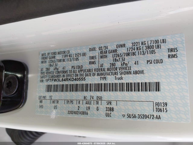 Ford F-150 Xlt 2024 1FTFW3L84RKD40555 Image 9