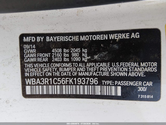Aukcja sprzedaży 2015 Bmw 435i, vin: WBA3R1C56FK193796, numer aukcji: 42684976