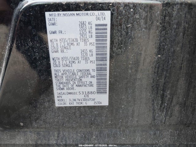 5N1AL0MMXEC531880 Infiniti QX60
