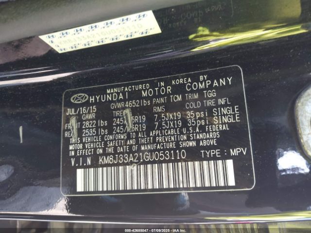 2016 HYUNDAI TUCSON KM8J33A21GU053110 Photo 8
