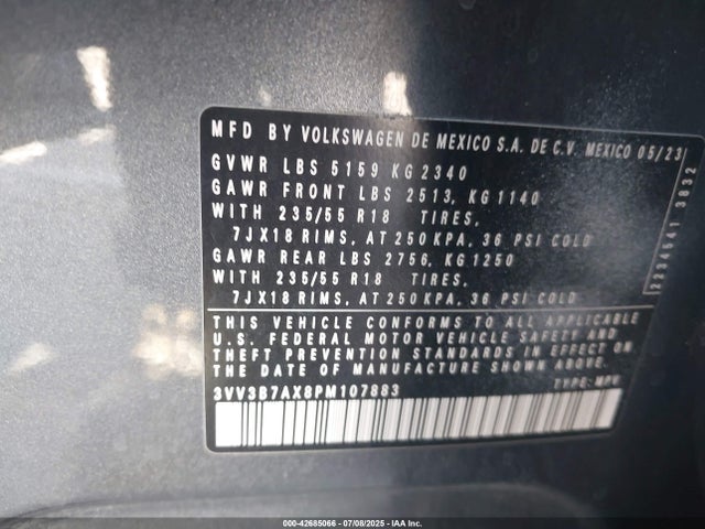 3VV3B7AX8PM107883 Volkswagen tsi