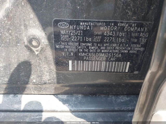 Aukcja sprzedaży 2021 Hyundai Ioniq Plug-in Hybrid Se, vin: KMHC65LD9MU261564, numer aukcji: 42685173
