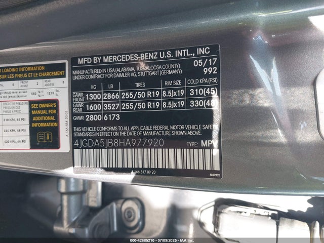 Mercedes-Benz m276 2017 4JGDA5JB8HA977920 Image 9