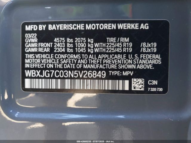 2022 BMW X1 WBXJG7C03N5V26849 Photo 8