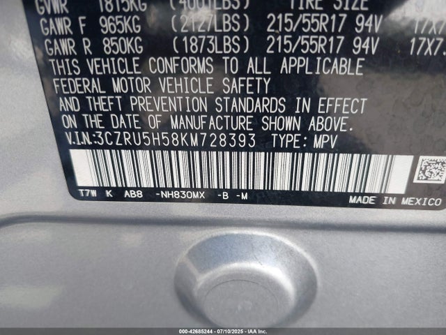 3CZRU5H58KM728393 Honda r18z9