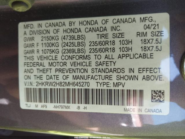 2021 HONDA CR-V 2HKRW2H82MH645270 Photo 8