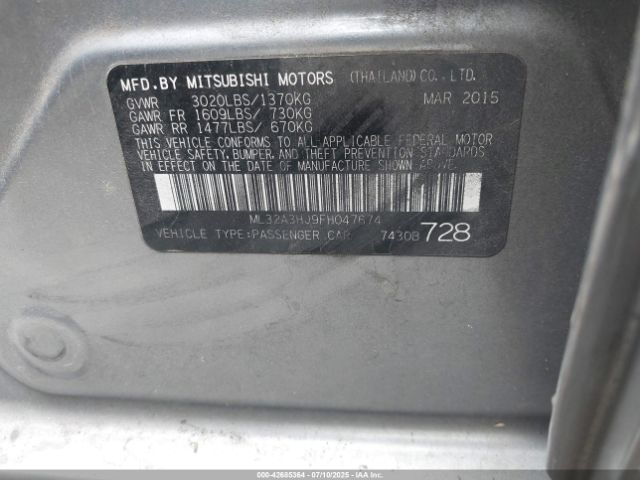 2015 MITSUBISHI MIRAGE ML32A3HJ9FH047674 Photo 8
