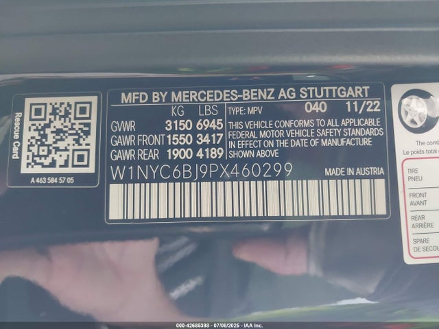 W1NYC6BJ9PX460299 Mercedes-Benz m176
