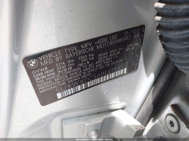 2011 BMW X3 5UXWX7C56BLL15455 Photo 8
