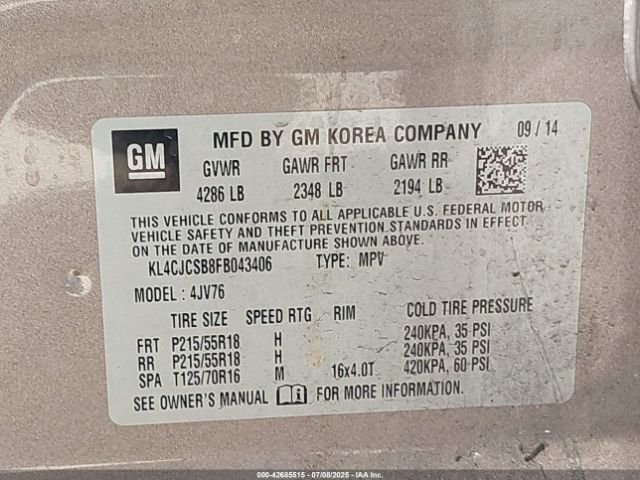 2015 BUICK ENCORE KL4CJCSB8FB043406 Photo 8