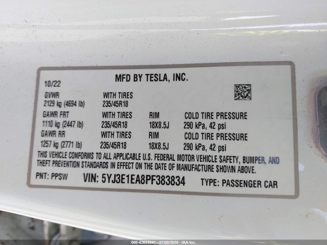2023 TESLA MODEL 3 5YJ3E1EA8PF383834 Photo 8