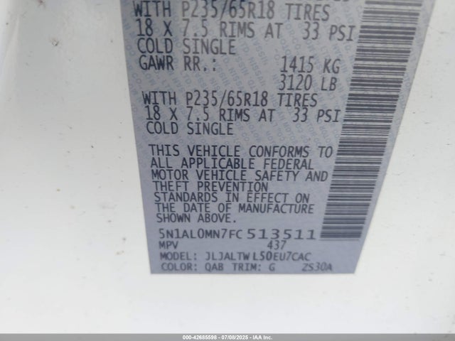 Infiniti 2015 2015 5N1AL0MN7FC513511 Image 9