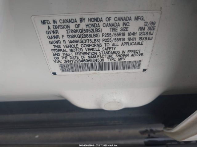 2009 ACURA MDX 2HNYD28469H534536 Photo 8