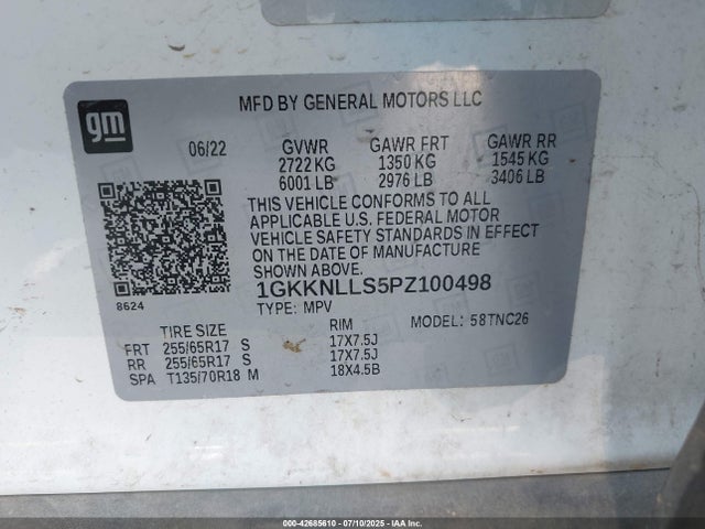 1GKKNLLS5PZ100498 GMC lgx