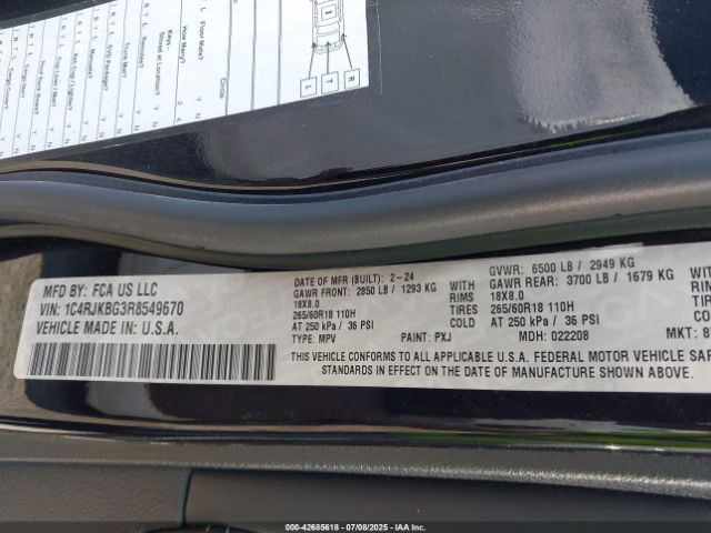 2024 JEEP GRAND CHEROKEE L 1C4RJKBG3R8549670 Photo 8