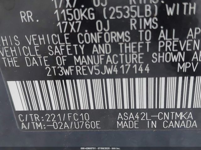 2018 TOYOTA RAV4 2T3WFREV5JW417144 Photo 8
