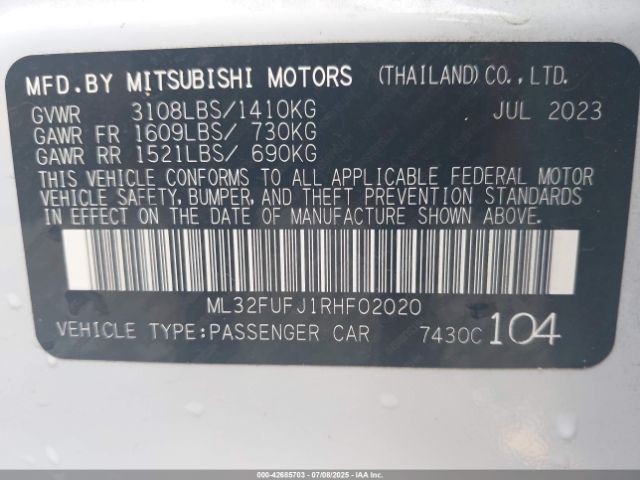 2024 MITSUBISHI MIRAGE G4 ML32FUFJ1RHF02020 Photo 8
