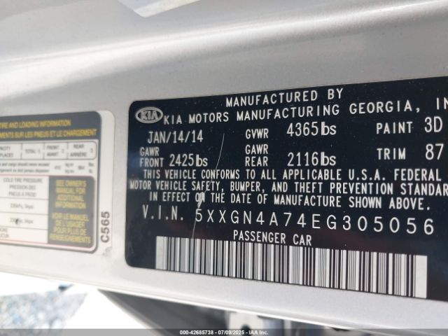 2014 KIA OPTIMA 5XXGN4A74EG305056 Photo 8