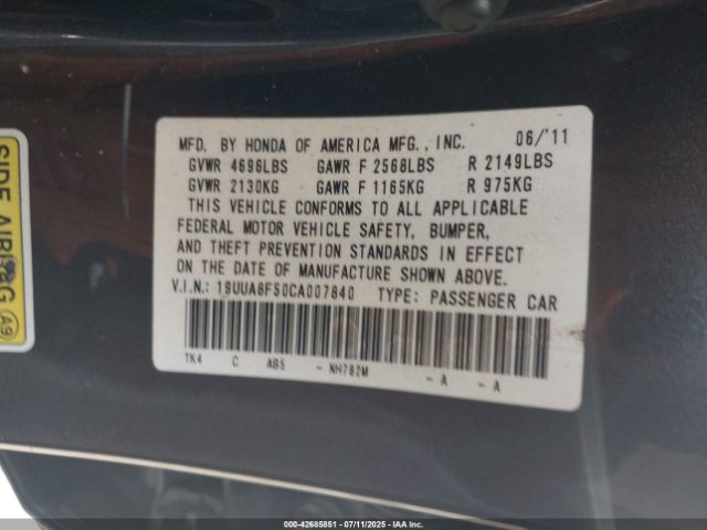 2012 ACURA TL 19UUA8F50CA007840 Photo 8