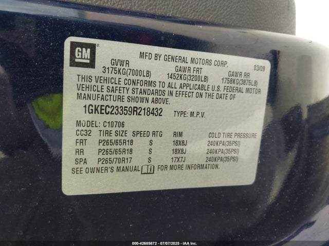 Aukcja sprzedaży 2009 Gmc Yukon Sle1, vin: 1GKEC23359R218432, numer aukcji: 42685872