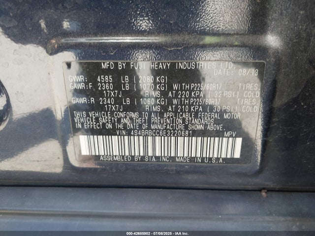 Subaru 2.5na u5 2014 4S4BRBCC6E3220681 Image 9