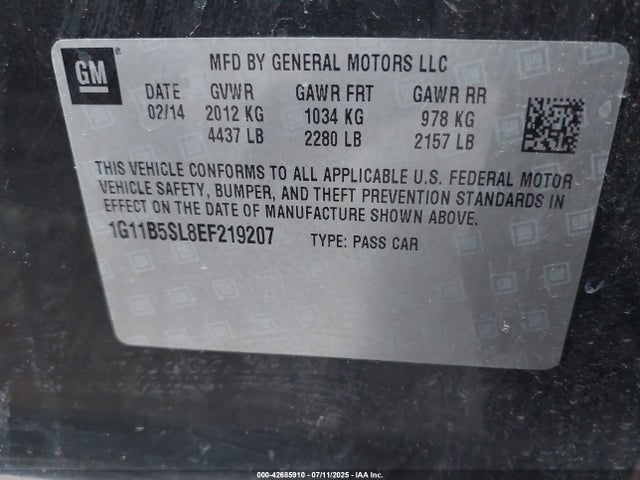 2014 CHEVROLET MALIBU 1G11B5SL8EF219207 Photo 8