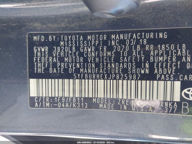 5YFBURHEXJP825987 Toyota 2zr-fe