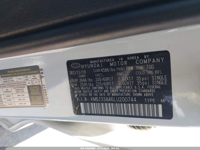 KM8J33A46LU200744 Hyundai gdi nu