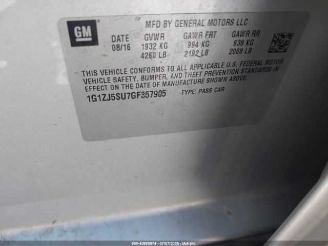 2016 CHEVROLET MALIBU HYBRID 1G1ZJ5SU7GF357905 Photo 8