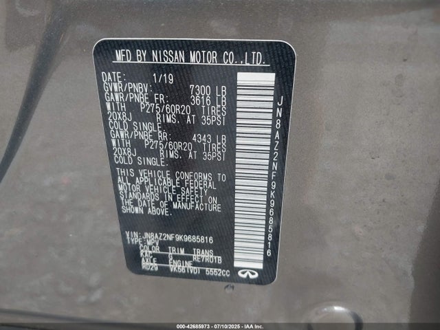 Infiniti QX80 2019 JN8AZ2NF9K9685816 Image 9